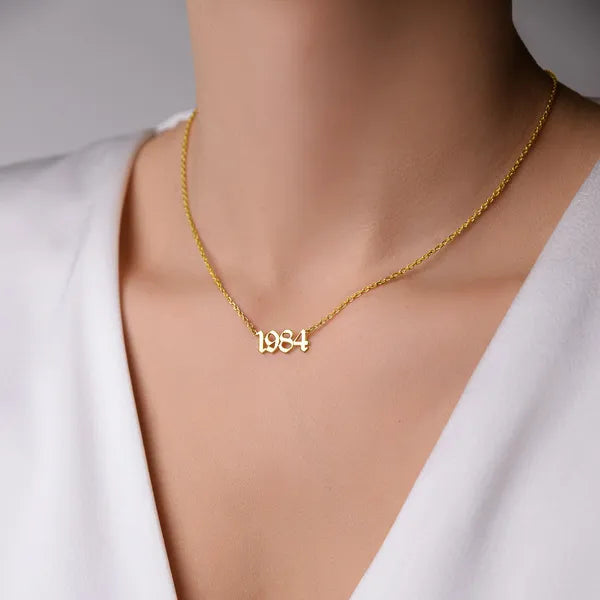 Birth Year Gothic Minimal Necklace